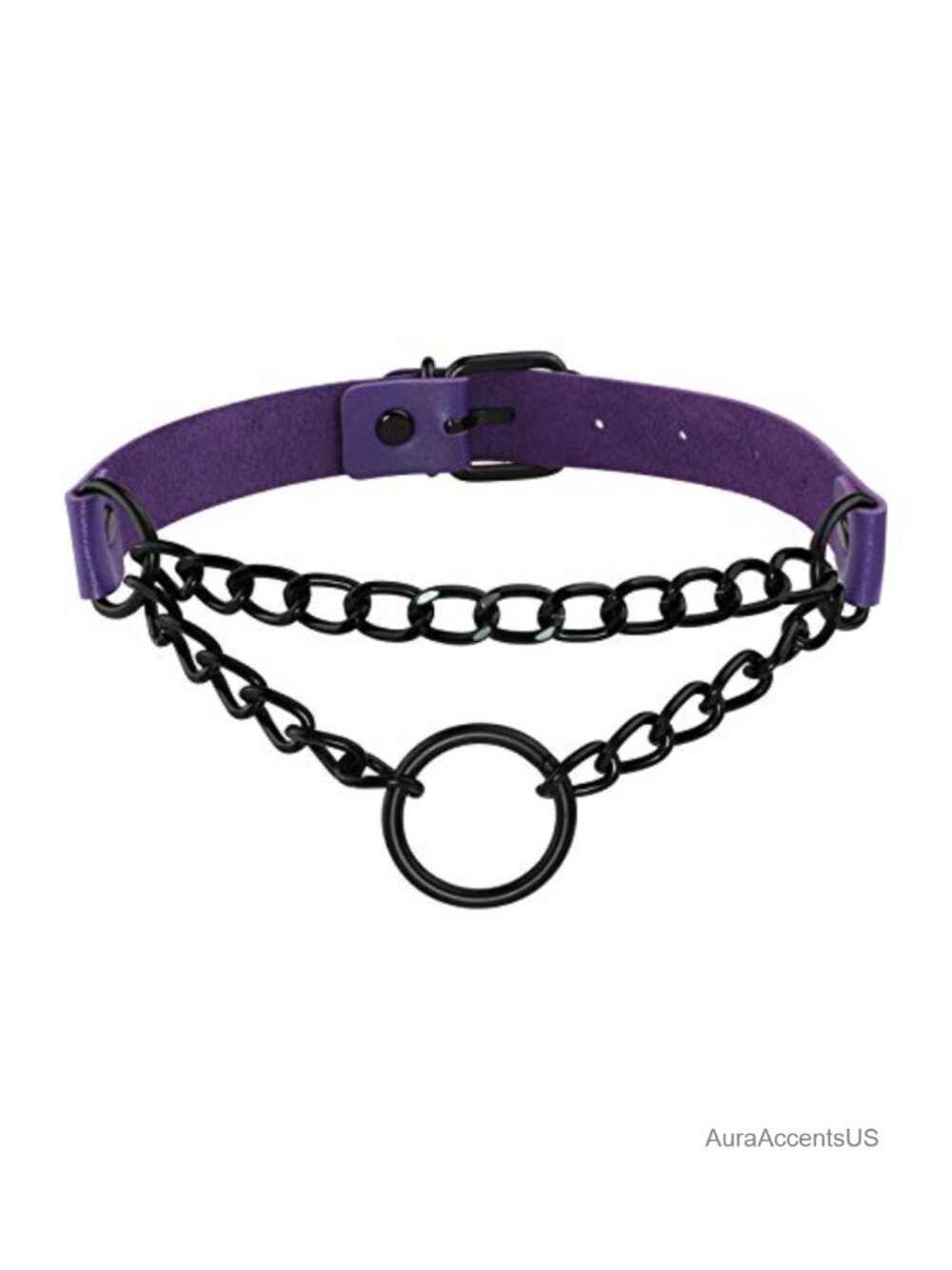 PU Leather Adjustable Choker Necklace Circle Heart Charm Collar Punk